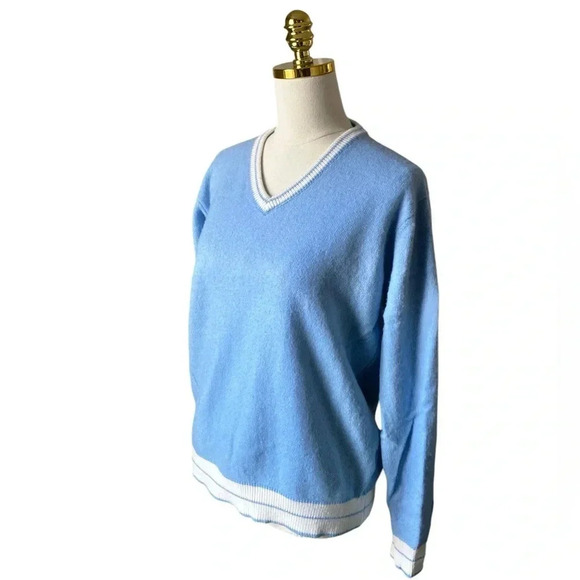 BRANDY MELVILLE | Sky Blue Nikki V-Neck Wool/Cashmere Blend  Knit Sweater OS - Picture 4 of 8